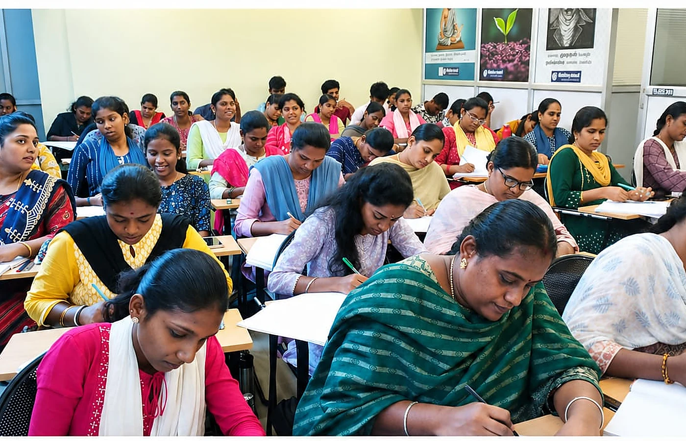 Students learning in a classroom